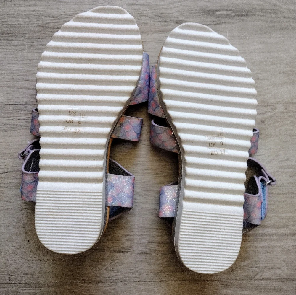 Fab Kids Toddler Little Girl Glitter Mermaid Sandals Size 10 Velcro Closure NEW